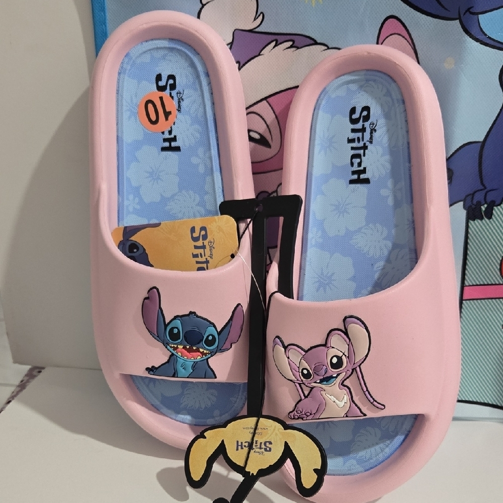 Pink Stitch Women's Slippers Includes Stitch Water Tumbler And Shopping Tote Set
